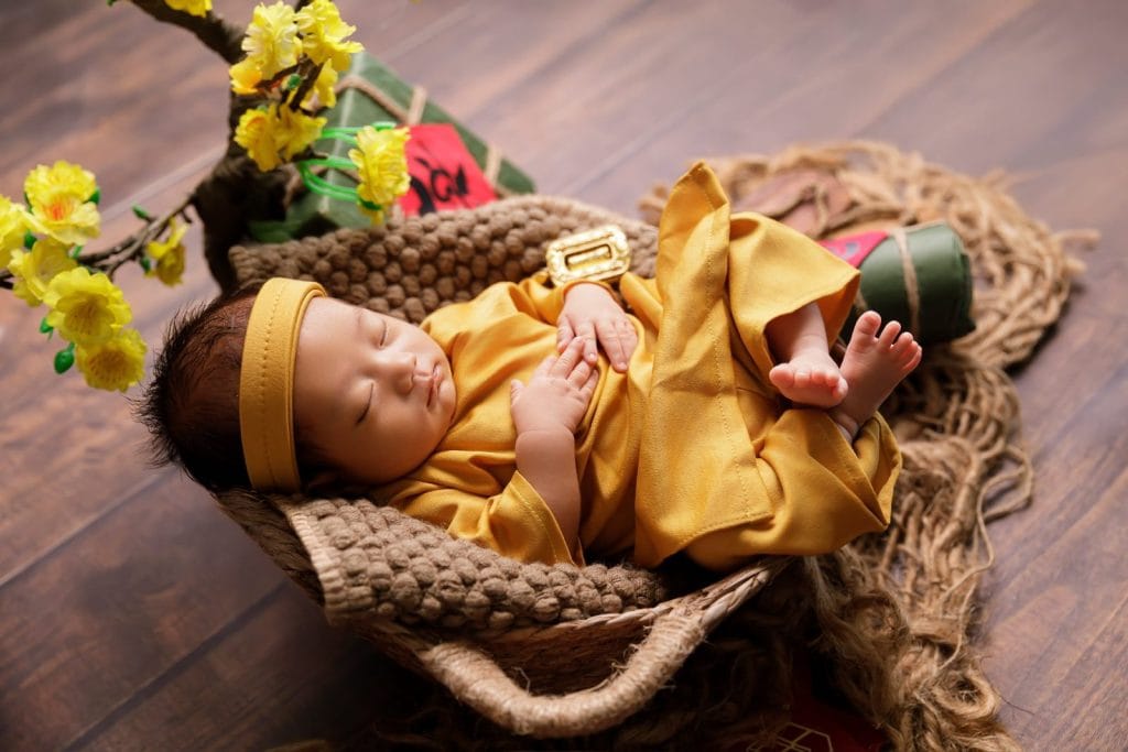 Bé sơ sinh ngủ ngon trong buổi chụp ảnh sơ sinh Tây Ninh